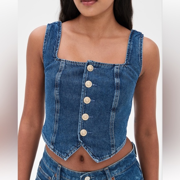 Reformation Bo Denim Top - Picture 1 of 7